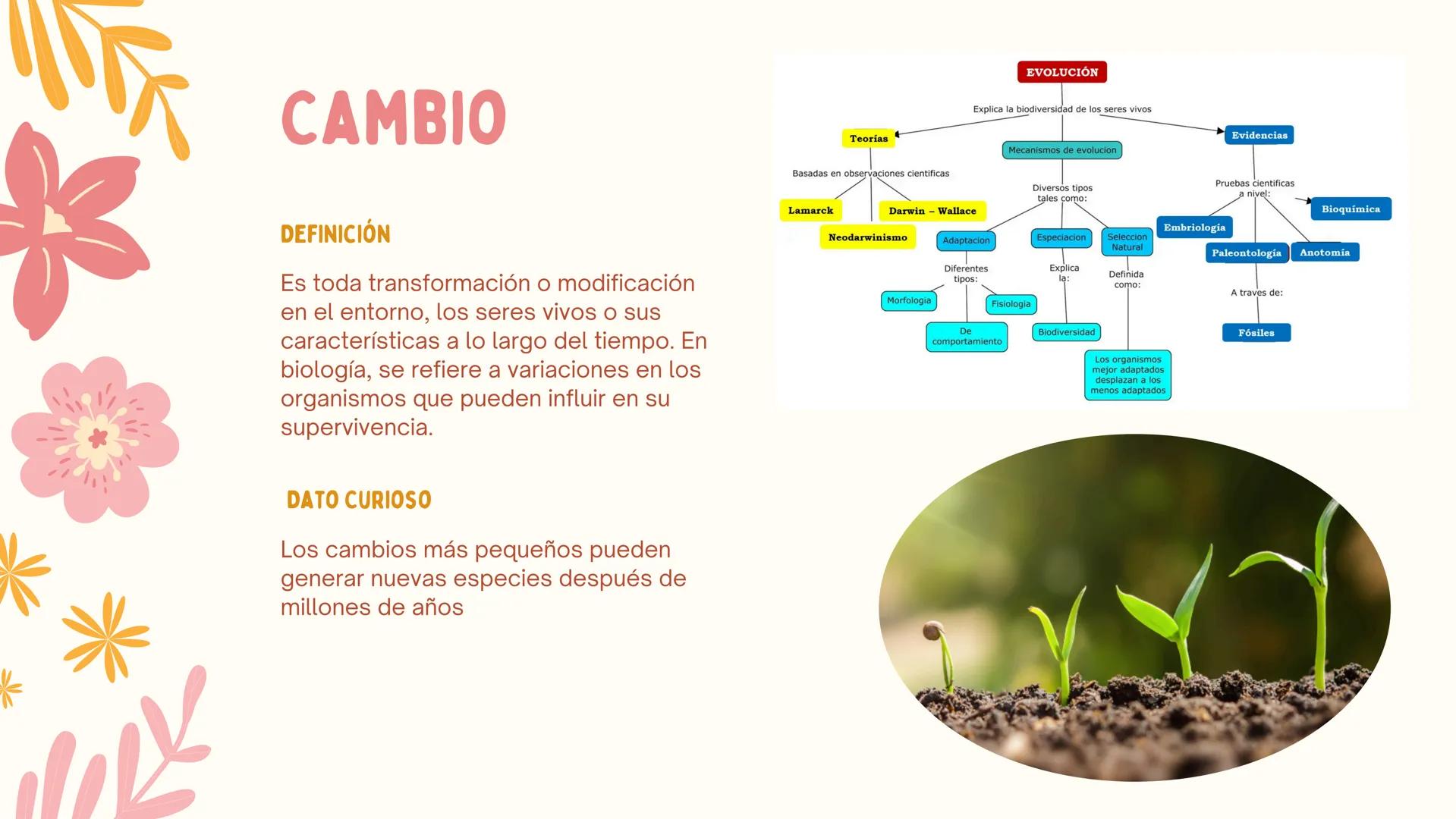 # ERAS
GEOLOGICAS
LIA MORENO Y ANA BUITRAGO 902 • Cambio
• Mutación
ÍNDICE
• Adaptación
• Diversidad
• Especiación
• Extinción
• Dinosauri