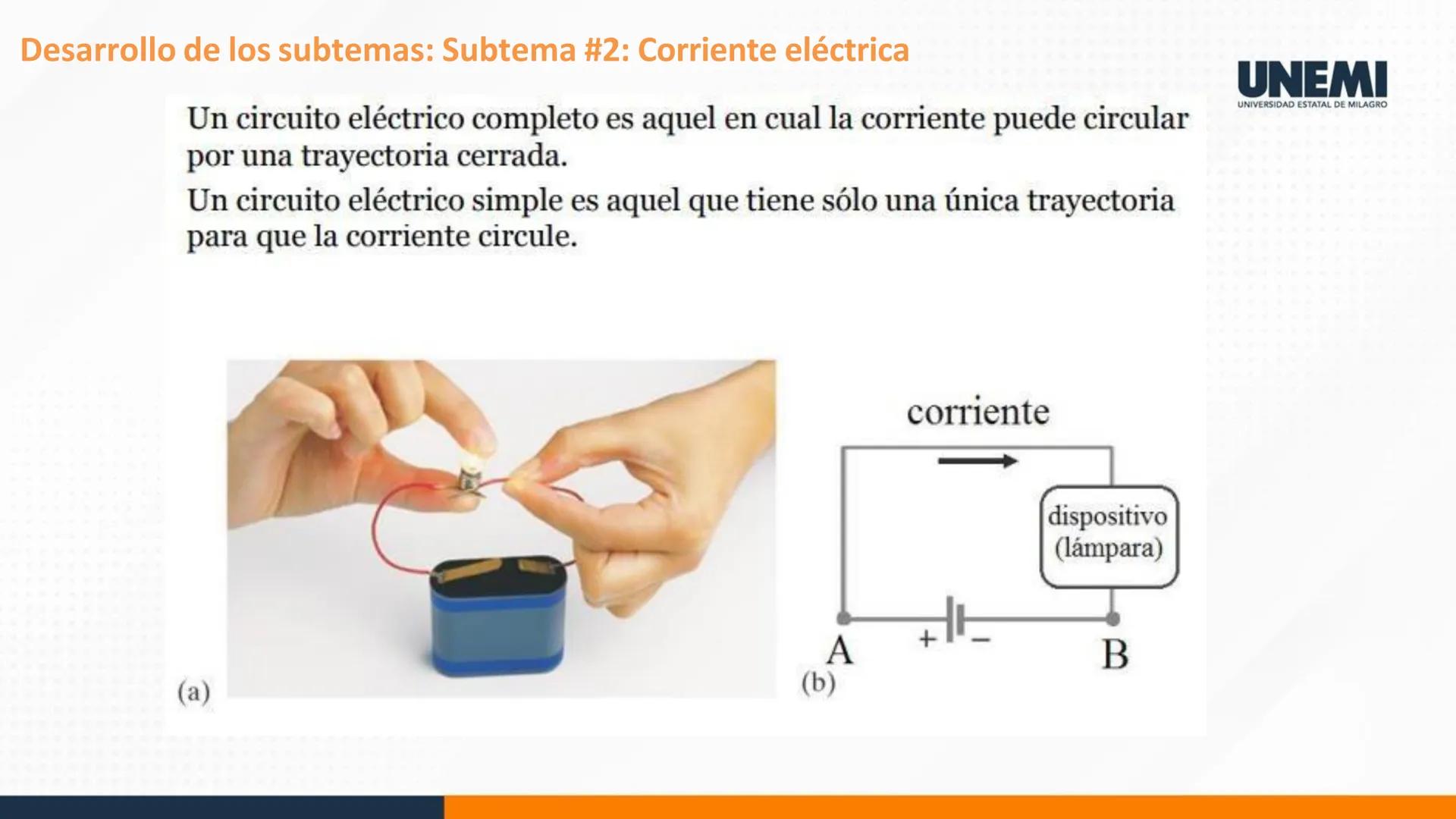 # UNEMI
UNIVERSIDAD ESTATAL DE MILAGRO
FISICA
INGENIERÍA INDUSTRIAL - PRESENCIAL
UNIDAD 4
ELECTRICIDAD
TEMA 3
CONCEPTOS BÁSICOS DE ELEC