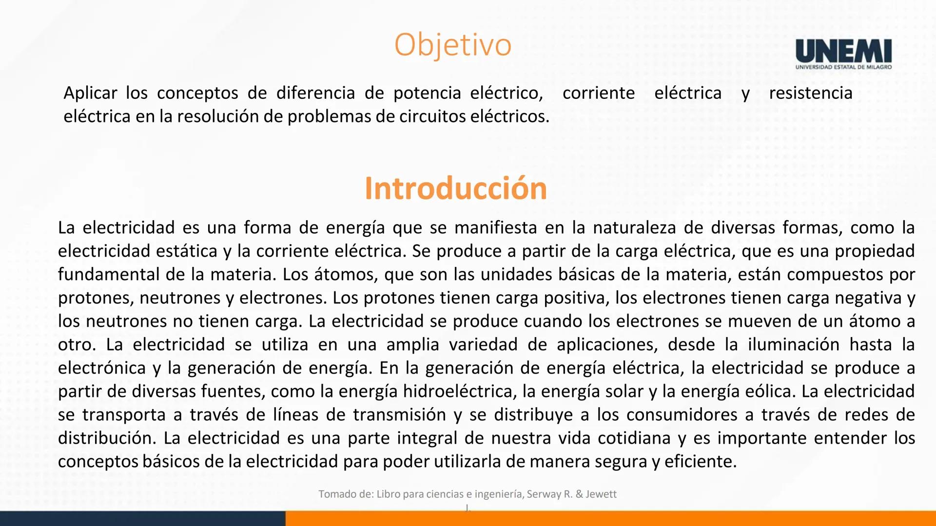 # UNEMI
UNIVERSIDAD ESTATAL DE MILAGRO
FISICA
INGENIERÍA INDUSTRIAL - PRESENCIAL
UNIDAD 4
ELECTRICIDAD
TEMA 3
CONCEPTOS BÁSICOS DE ELEC