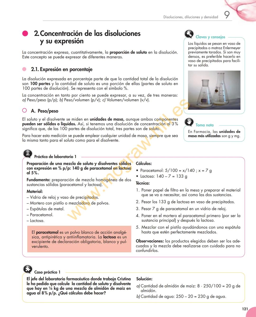 Unidad
9
Disoluciones, diluciones y densidad
Y estudiaremos:
• Disolución y sus componentes.
• Concentración de las disoluciones
y su expres