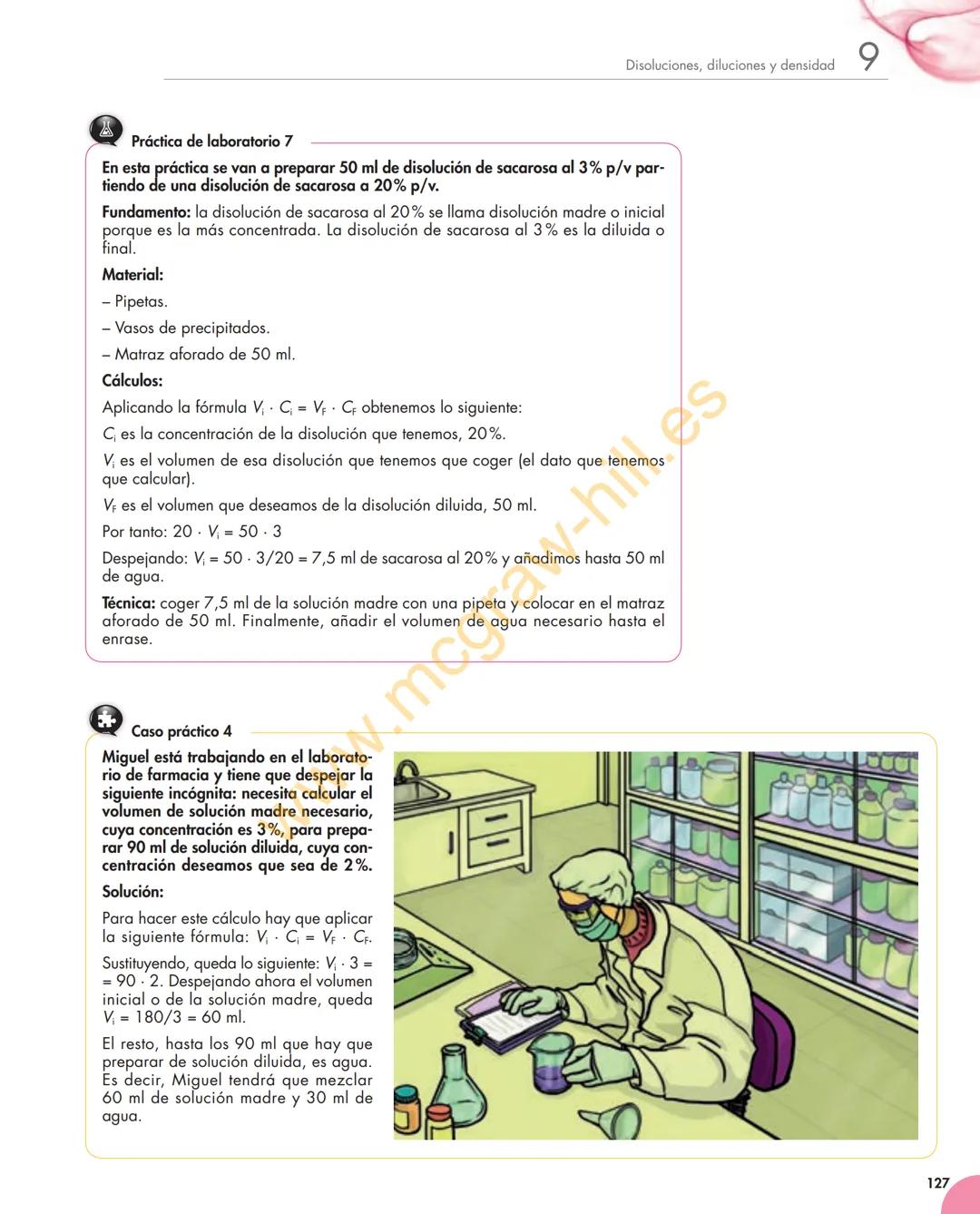 Unidad
9
Disoluciones, diluciones y densidad
Y estudiaremos:
• Disolución y sus componentes.
• Concentración de las disoluciones
y su expres