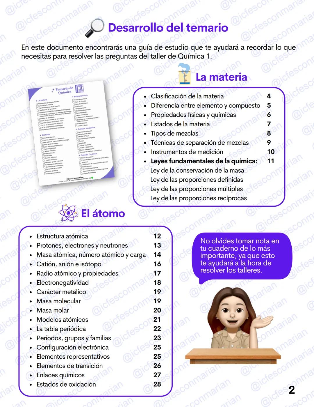 GUIA TEÓRICA
✓ Ciencias Naturales
QUÍMICA 1
La materia y el átomo
MATERIAL DE ESTUDIO EXCLUSIVO
PRUEBA ICFES SABER 11
@icfesconmarian --- OC