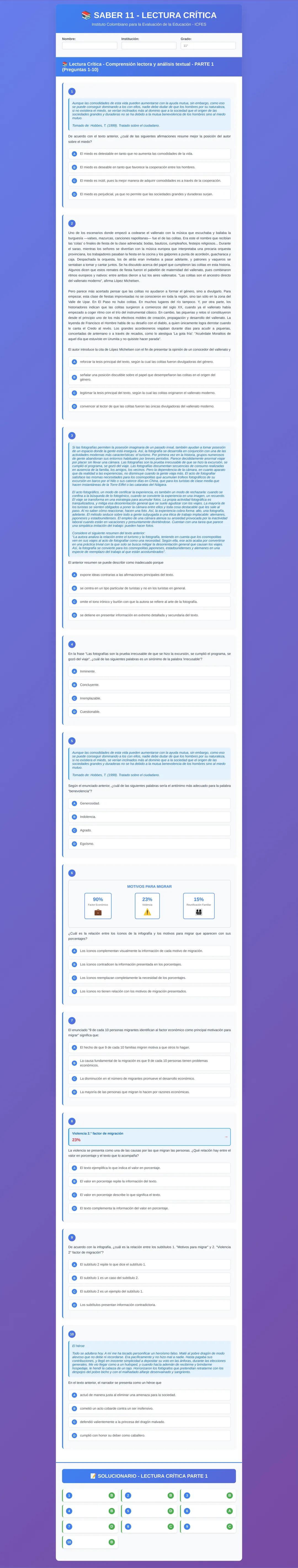 Simulacro ICFES: Lectura Crítica Parte 1