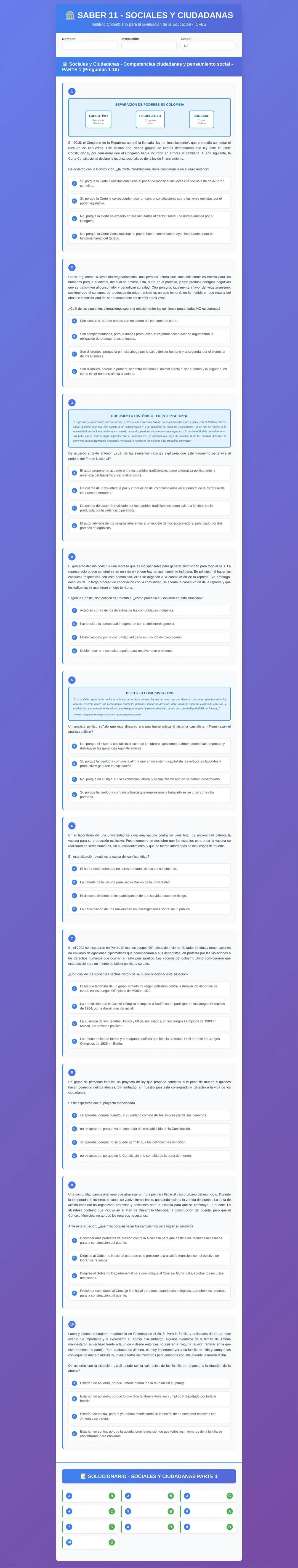 Simulacro ICFES: Sociales y Ciudadanas Parte 1