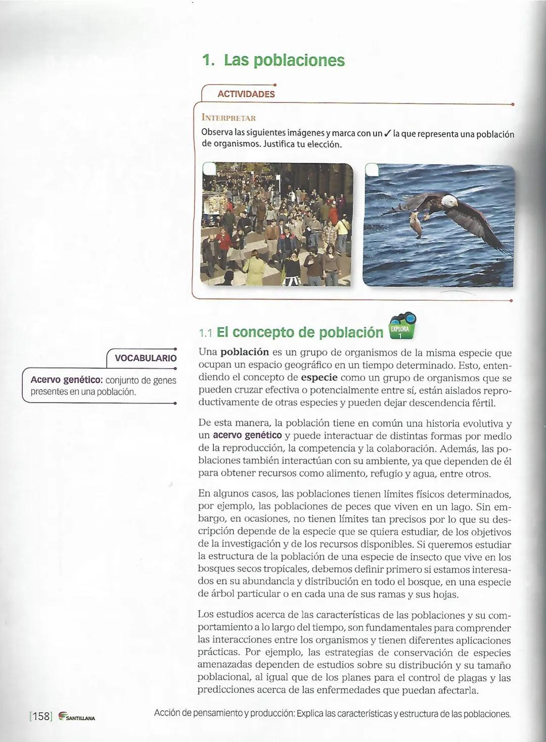 1. Las poblaciones
ACTIVIDADES
INTERPRETAR
Observa las siguientes imágenes y marca con un ✓ la que representa una población
de organismos. J