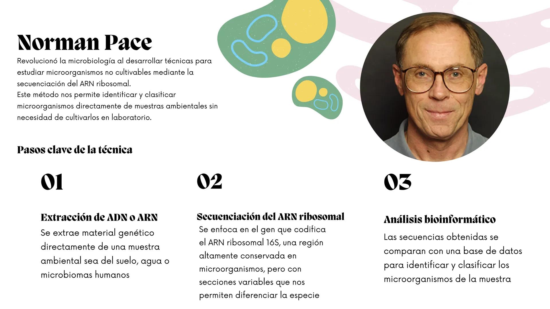 APORTES DE LOS
PIONEROS A LA
MICROBIOLOGÍA
ROSALIND FRANKLIN, JAMES
WATSON, FRANCIS CRICK Y NORMAN
PACE La microbiología en la ciencia
La mi