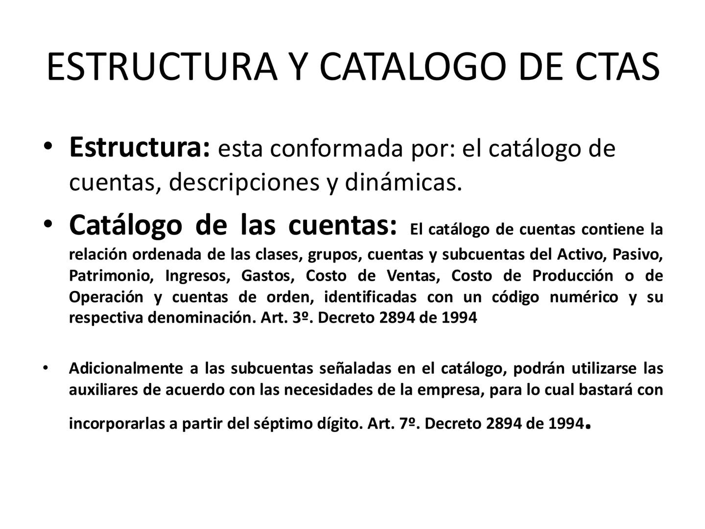 # CONCEPTO DE CUENTAS Y
# CLASIFICACION DE LAS
# CUENTAS •
•
•
•
CONCEPTO DE CUENTAS Y
CLAIFICACION DE LAS CUENTAS
Cuenta es el formato que