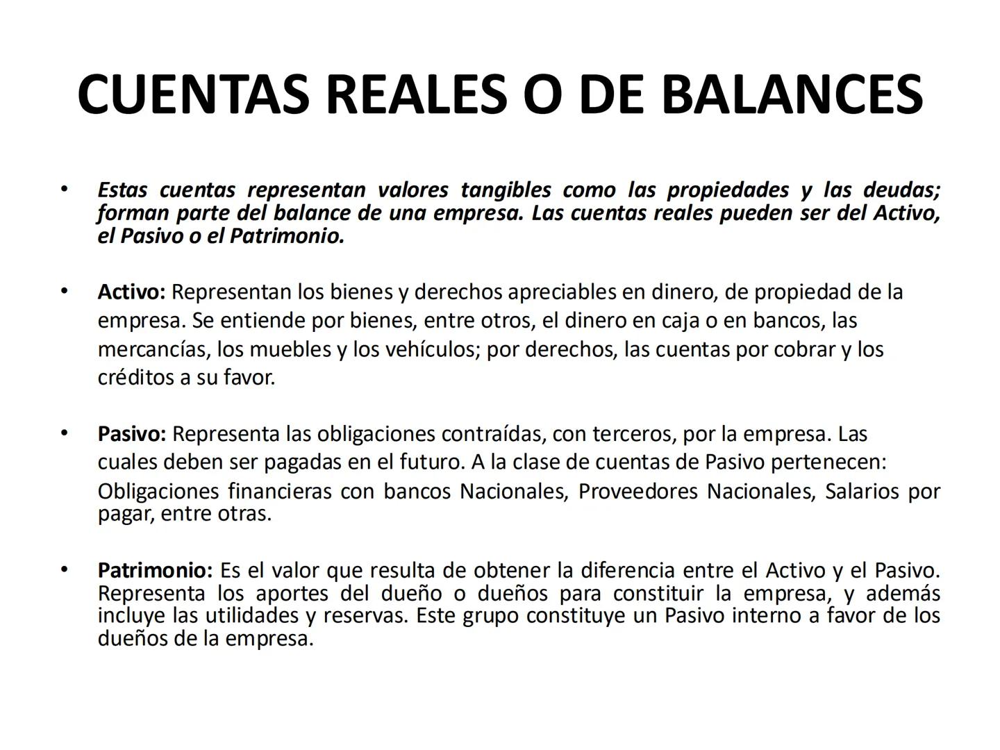 # CONCEPTO DE CUENTAS Y
# CLASIFICACION DE LAS
# CUENTAS •
•
•
•
CONCEPTO DE CUENTAS Y
CLAIFICACION DE LAS CUENTAS
Cuenta es el formato que