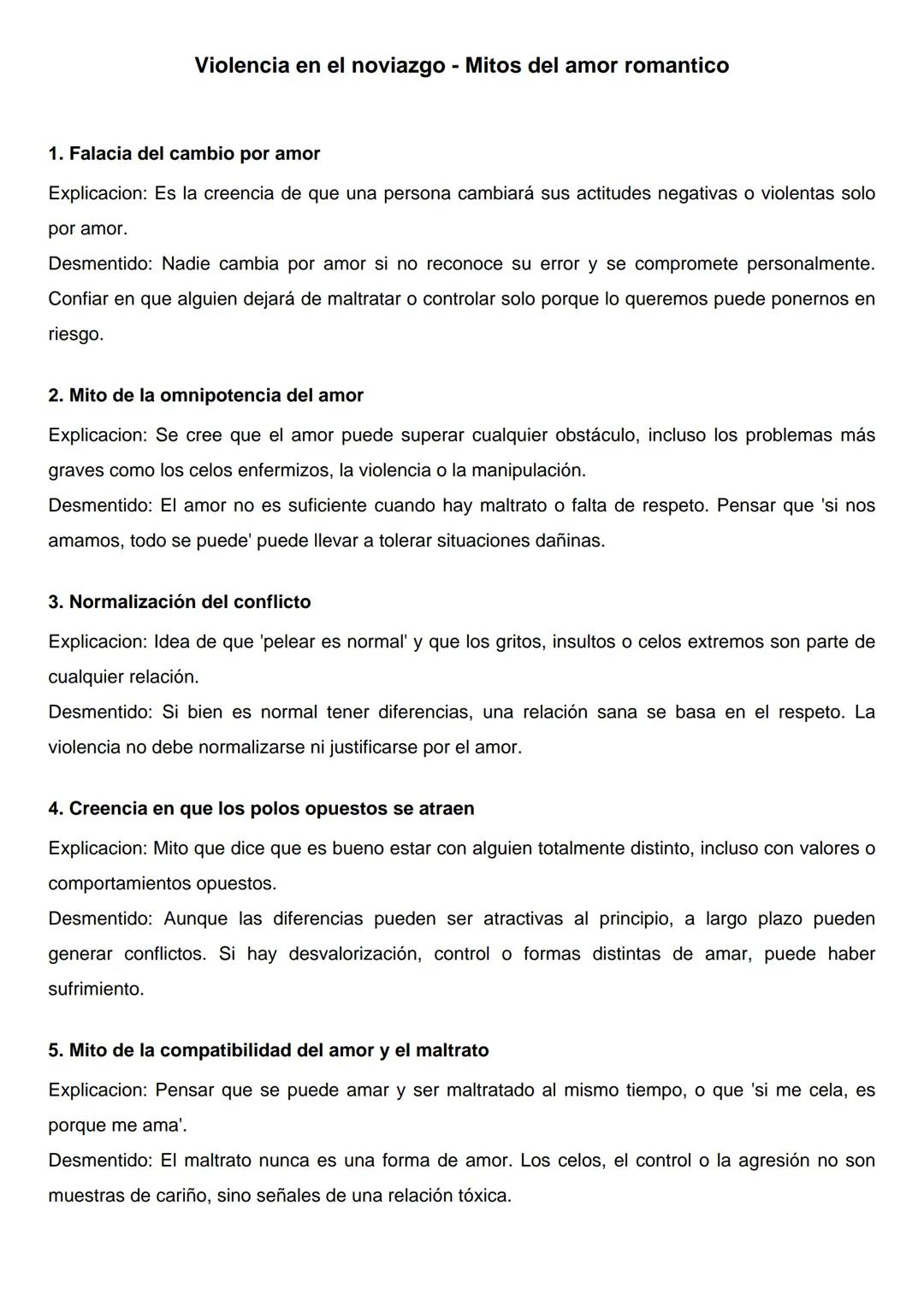 Violencia en el noviazgo - Mitos del amor romantico
1. Falacia del cambio por amor
Explicacion: Es la creencia de que una persona cambiará s