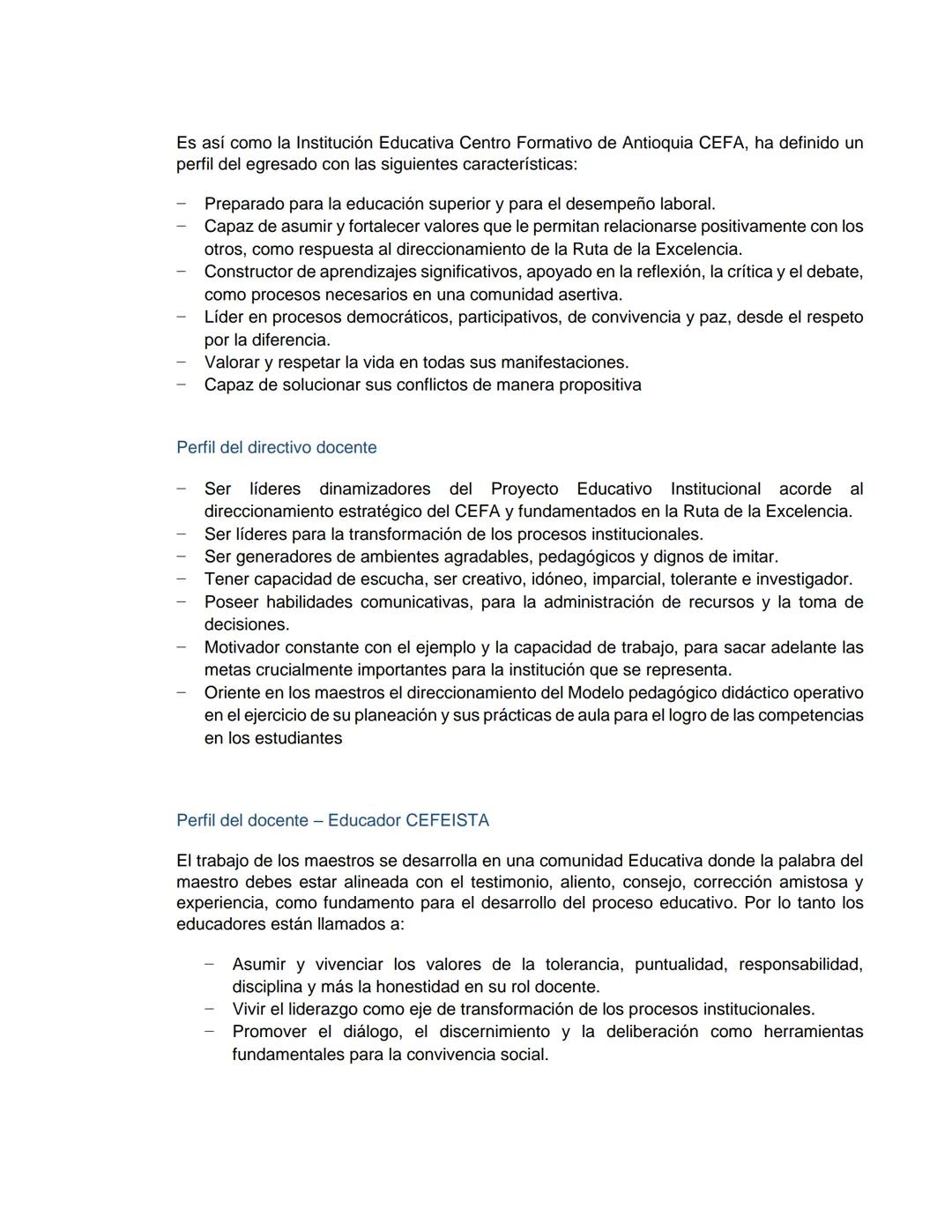PEI
(PROYECTO EDUCATIVO INSTITUCIONAL)
LUCEAT
CEFA
LUX
VESTRA
INSTITUCIÓN EDUCATIVA CENTRO FORMATIVO DE ANTIOQUIA
CEFA
UN COLEGIO DE CIUDAD