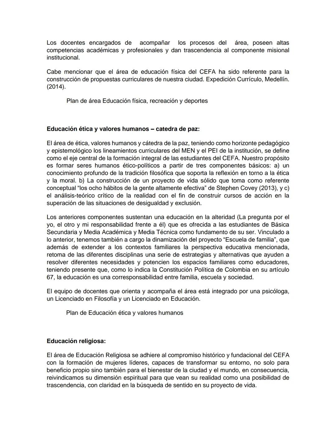 PEI
(PROYECTO EDUCATIVO INSTITUCIONAL)
LUCEAT
CEFA
LUX
VESTRA
INSTITUCIÓN EDUCATIVA CENTRO FORMATIVO DE ANTIOQUIA
CEFA
UN COLEGIO DE CIUDAD