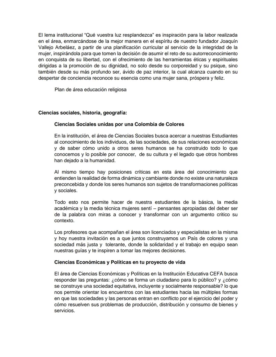 PEI
(PROYECTO EDUCATIVO INSTITUCIONAL)
LUCEAT
CEFA
LUX
VESTRA
INSTITUCIÓN EDUCATIVA CENTRO FORMATIVO DE ANTIOQUIA
CEFA
UN COLEGIO DE CIUDAD
