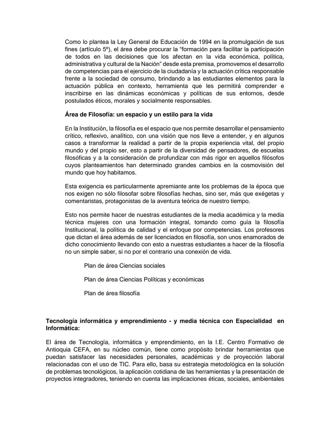 PEI
(PROYECTO EDUCATIVO INSTITUCIONAL)
LUCEAT
CEFA
LUX
VESTRA
INSTITUCIÓN EDUCATIVA CENTRO FORMATIVO DE ANTIOQUIA
CEFA
UN COLEGIO DE CIUDAD
