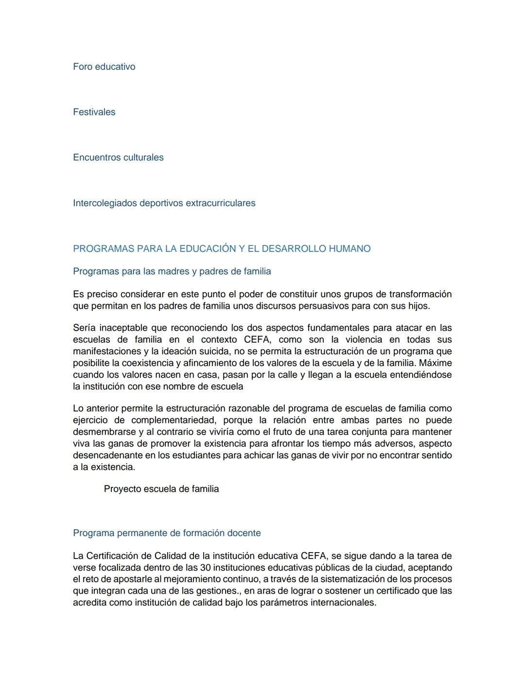 PEI
(PROYECTO EDUCATIVO INSTITUCIONAL)
LUCEAT
CEFA
LUX
VESTRA
INSTITUCIÓN EDUCATIVA CENTRO FORMATIVO DE ANTIOQUIA
CEFA
UN COLEGIO DE CIUDAD
