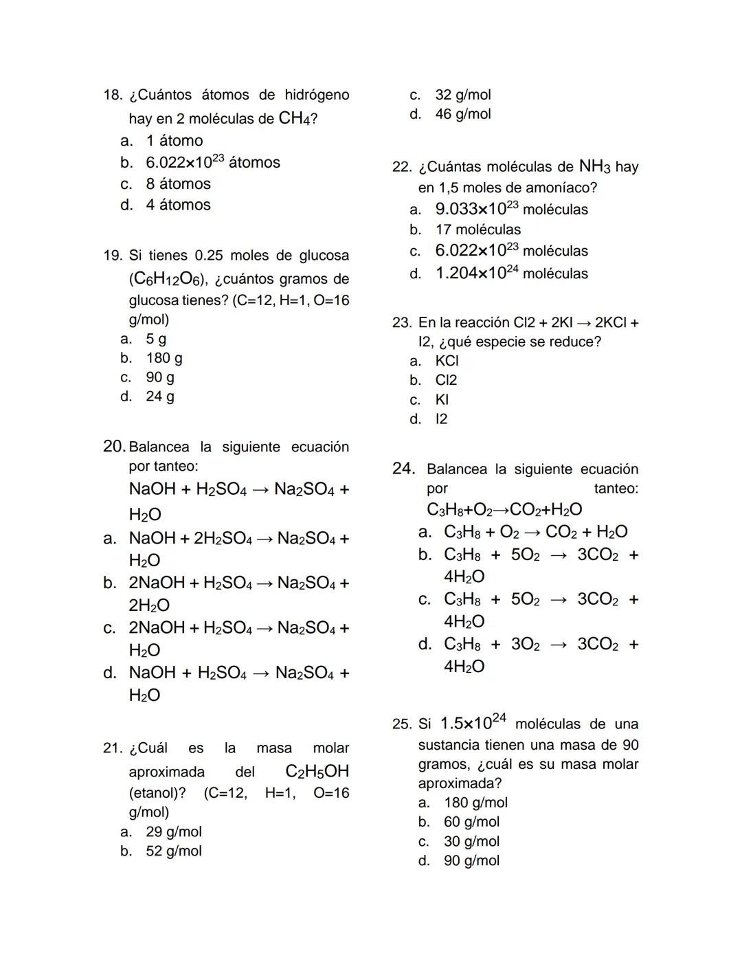 TALLER DE RECUPERACION DE
QUIMICA
GRADO 11
Entregar en hojas
SUSTENTAR LAS RESPUESTAS
1. ¿Cuál es la ley que fundamenta el
balanceo
de ecuac