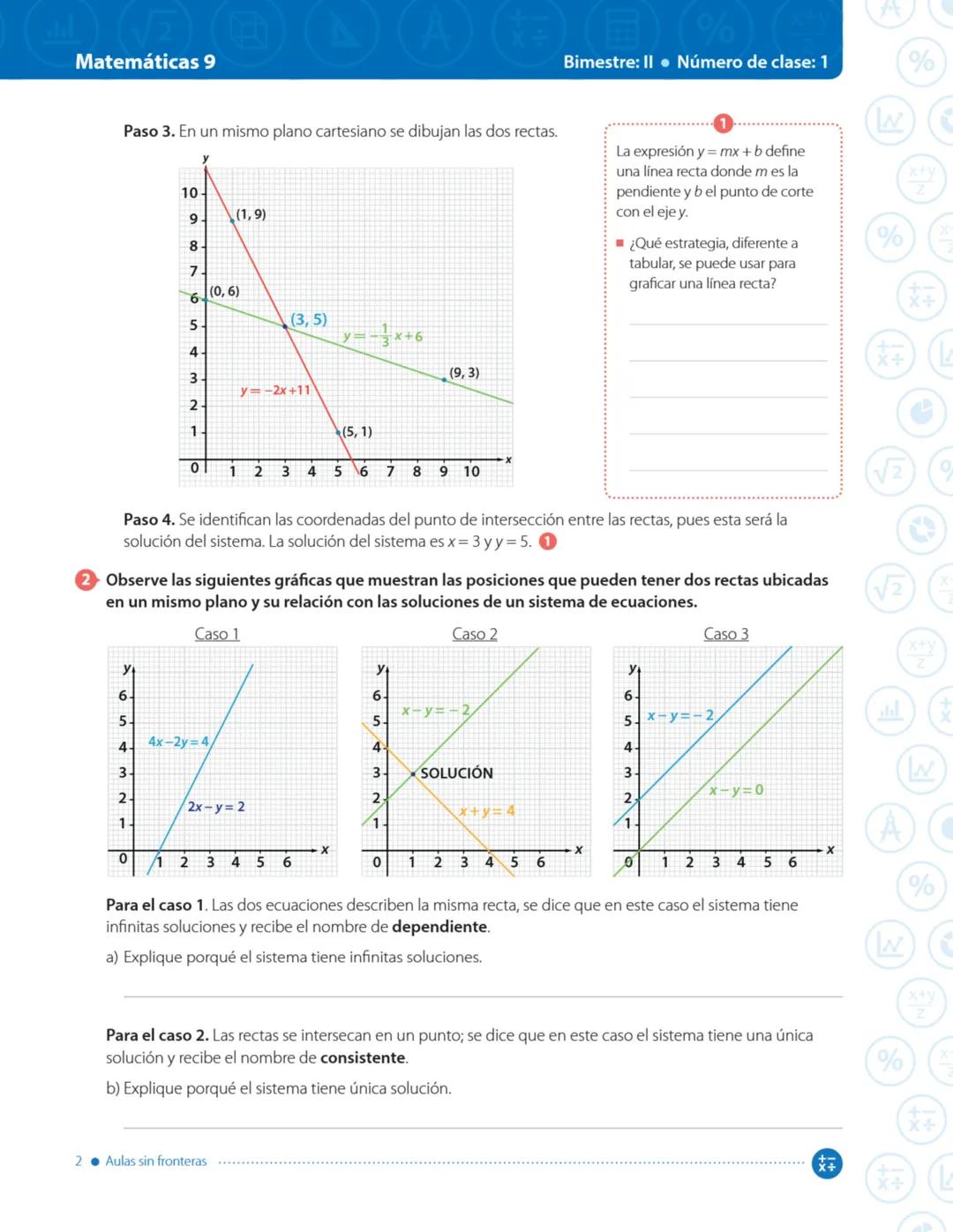 --- OCR Start ---
A
%
x+y
Bimestre: II. Número de clase: 1
Matemáticas 9
Z
√2
*+
W
6
x+y
√2
*+
Clase 1 Esta clase tiene video
Tema: Sistemas