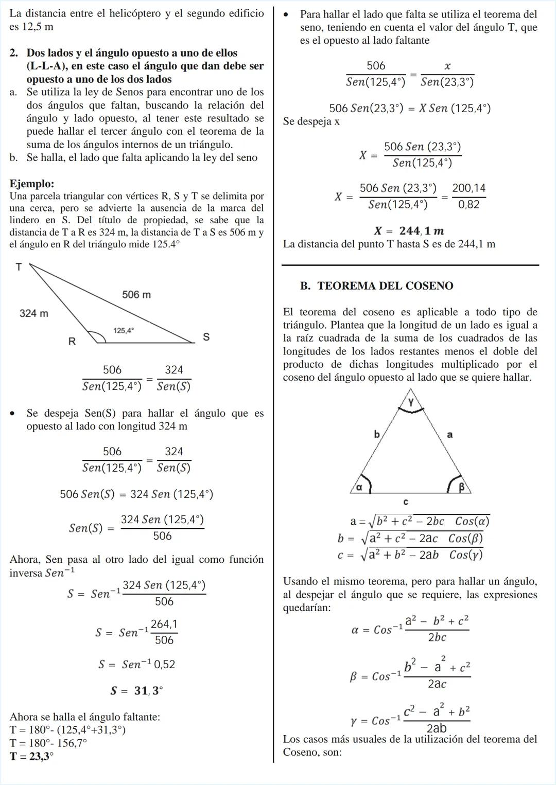 TALLER. Teorema del Seno y del Coseno
Fecha de entrega: 22 de Septiembre 2020
Hasta el momento, se ha visto cómo resolver triángulos
rectáng