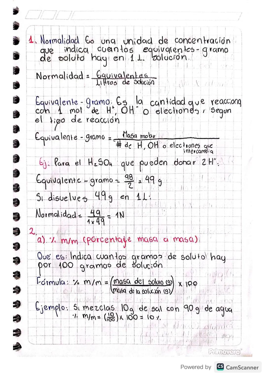 1.0. Es sustitución simple porque un elemen-
to en estado libre se sustituye en
otro compuesto
Mayo 9
Unidades químicas
de concentración
Con