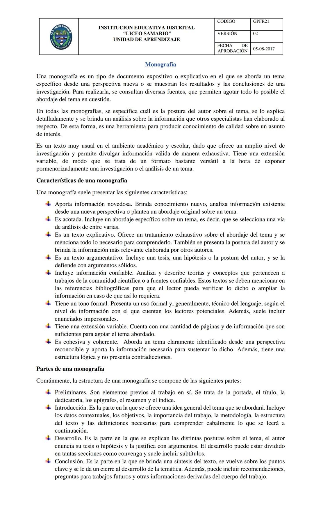 AREA Y/O ASIGNATURA:
INSTITUCION EDUCATIVA DISTRITAL
"LICEO SAMARIO"
UNIDAD DE APRENDIZAJE
LENGUA CASTELLANA
DOCENTE: Patricia Emperatriz To