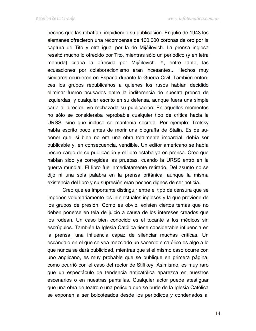 George Orwell
REBELIÓN DE LA
GRANJA
www.infotematica.com.ar Texto de dominio público.
Este texto digital es de DOMINIO PÚBLICO en Argentin