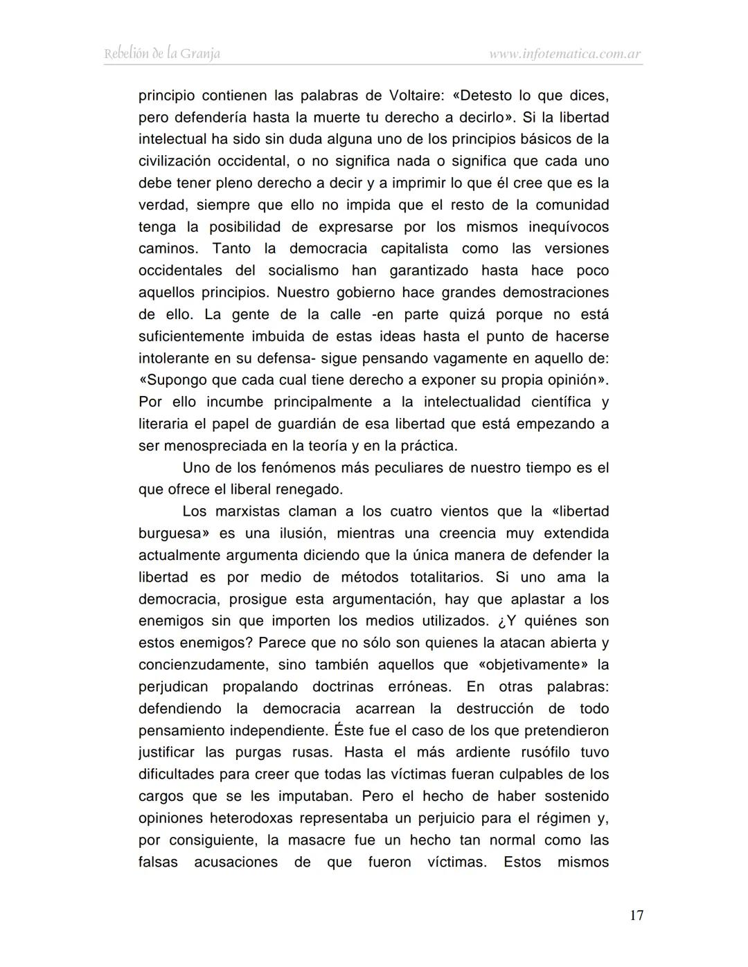 George Orwell
REBELIÓN DE LA
GRANJA
www.infotematica.com.ar Texto de dominio público.
Este texto digital es de DOMINIO PÚBLICO en Argentin