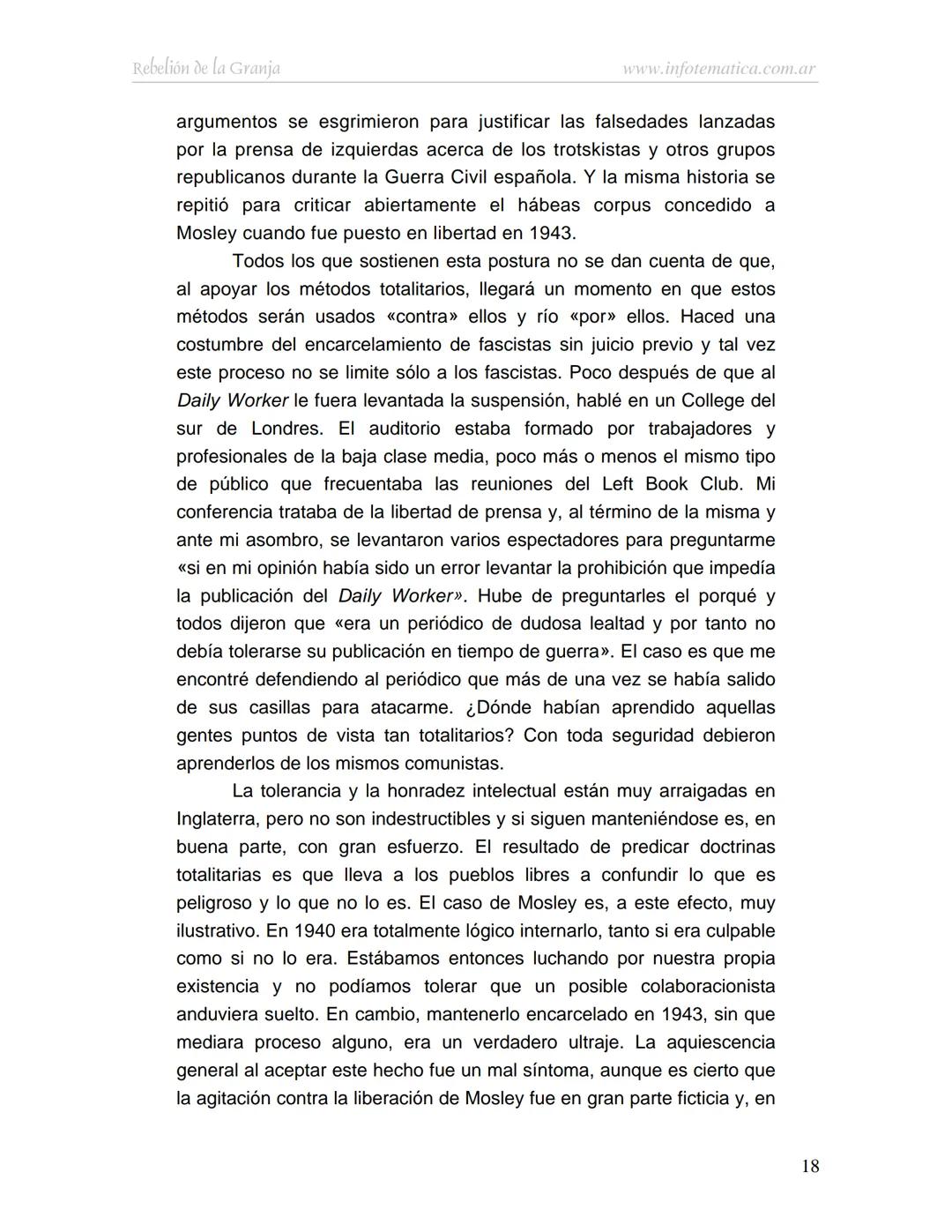 George Orwell
REBELIÓN DE LA
GRANJA
www.infotematica.com.ar Texto de dominio público.
Este texto digital es de DOMINIO PÚBLICO en Argentin