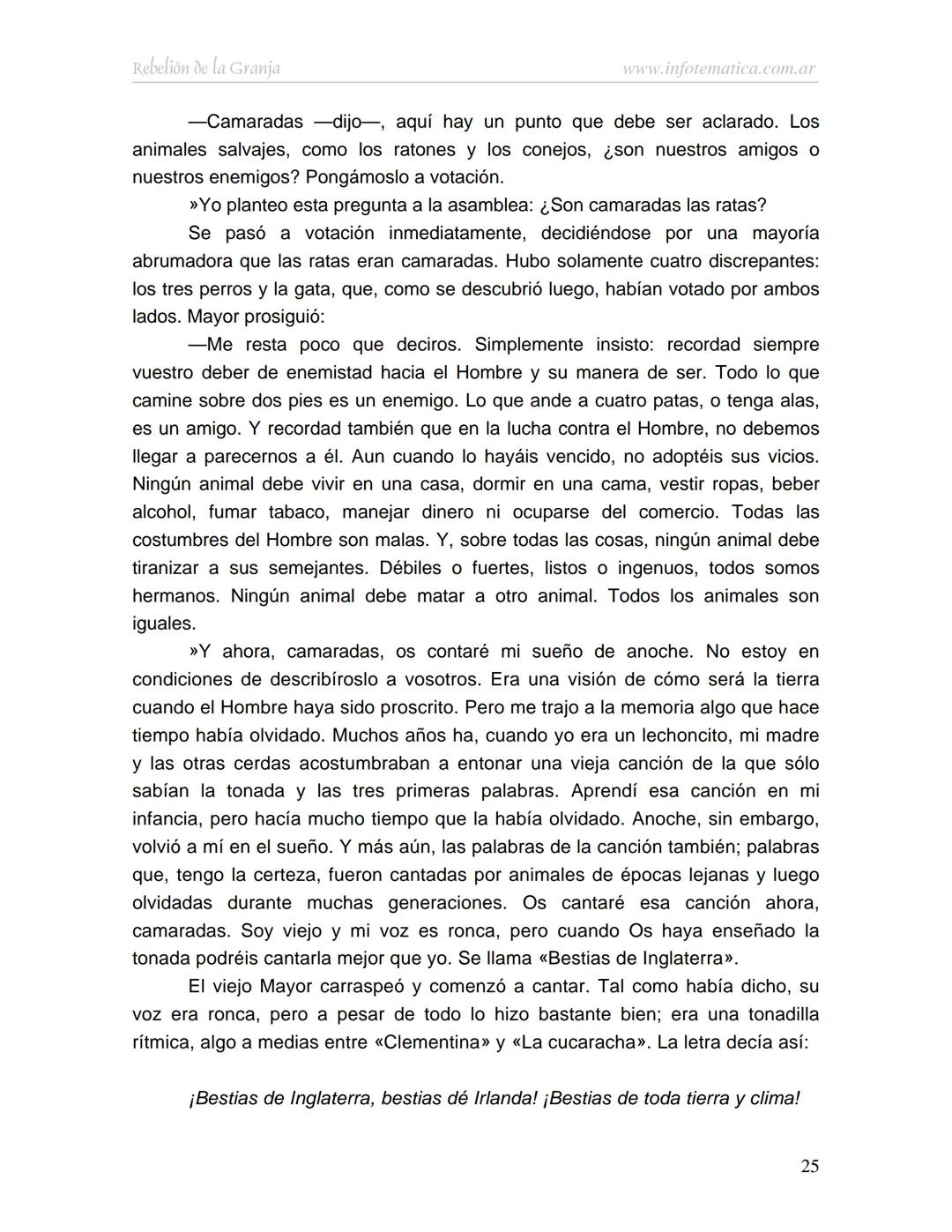 George Orwell
REBELIÓN DE LA
GRANJA
www.infotematica.com.ar Texto de dominio público.
Este texto digital es de DOMINIO PÚBLICO en Argentin