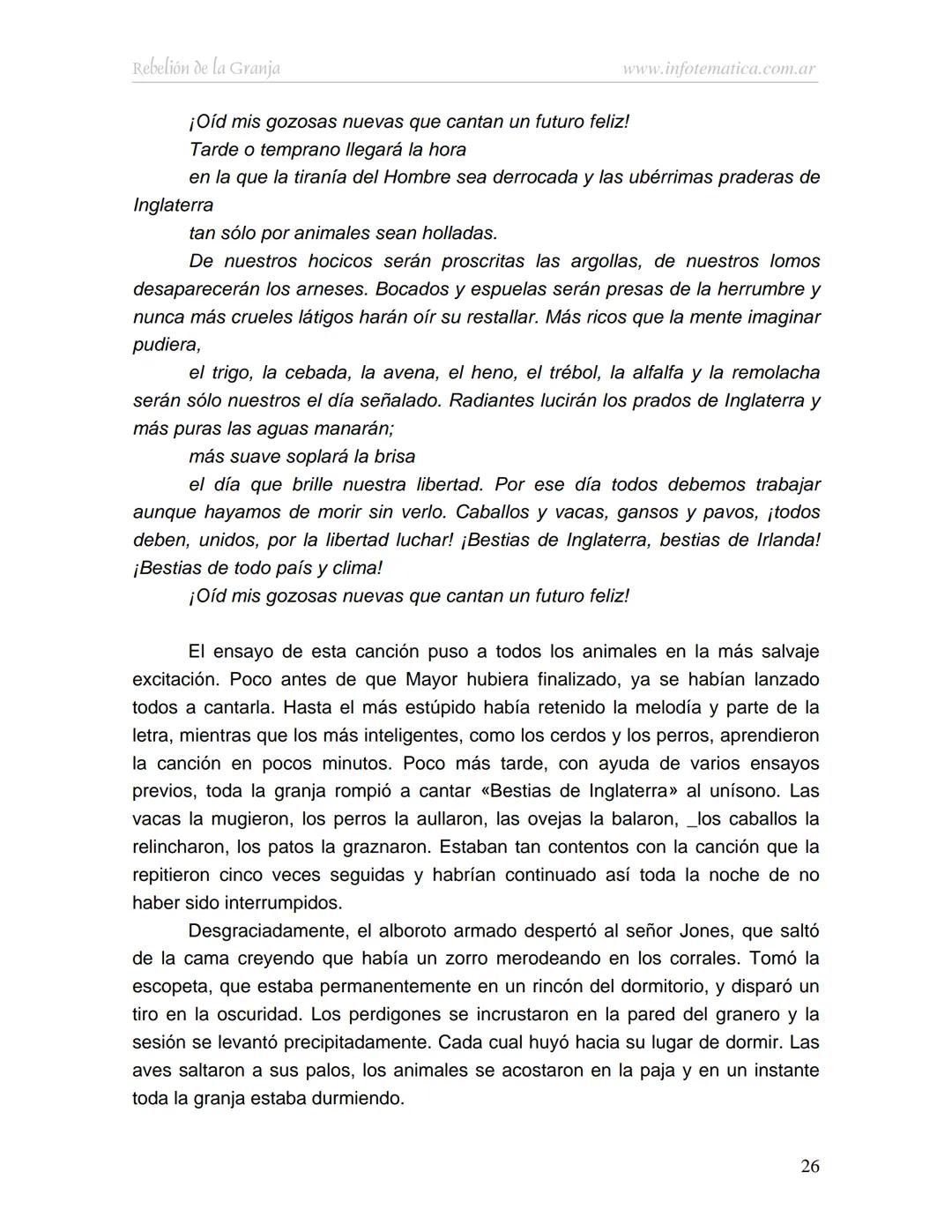 George Orwell
REBELIÓN DE LA
GRANJA
www.infotematica.com.ar Texto de dominio público.
Este texto digital es de DOMINIO PÚBLICO en Argentin