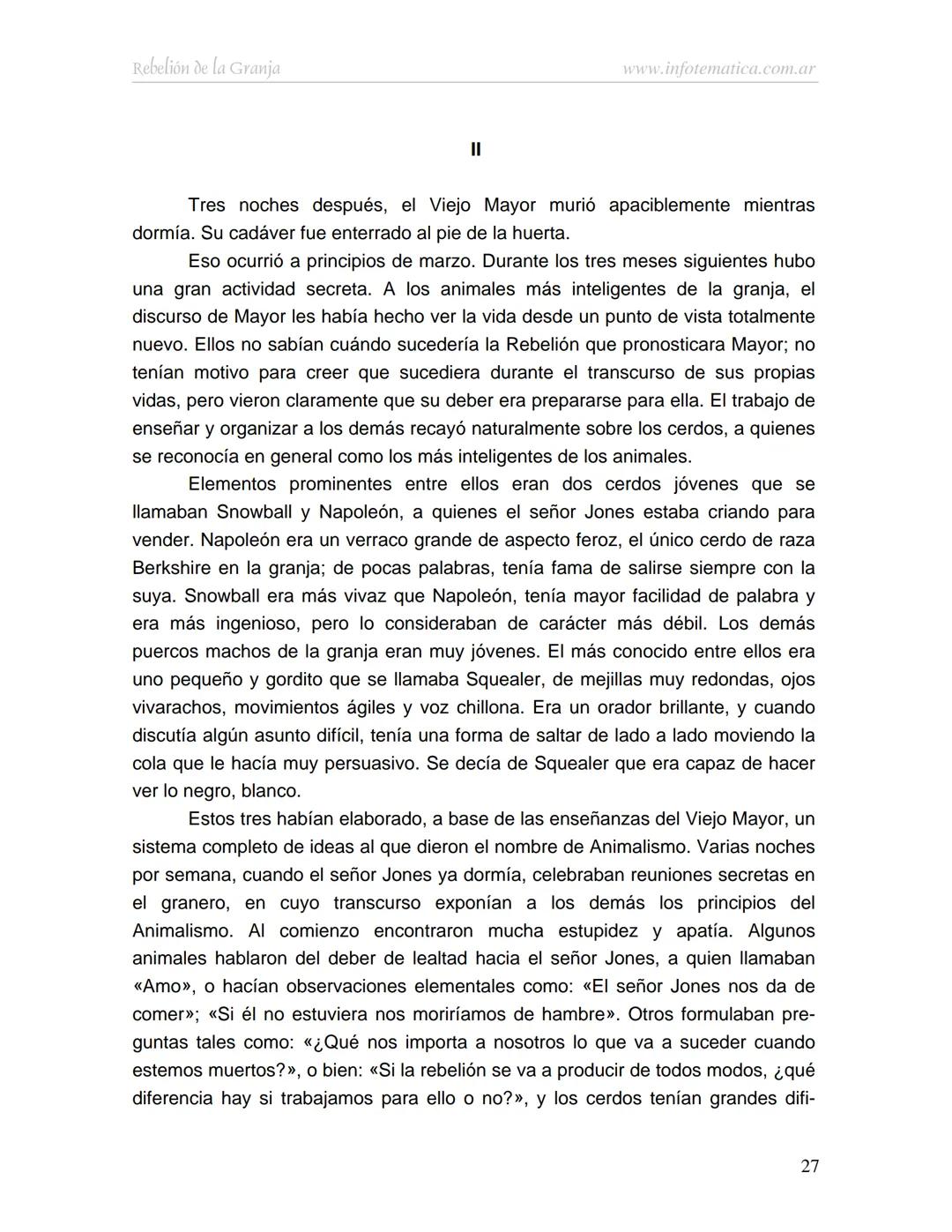 George Orwell
REBELIÓN DE LA
GRANJA
www.infotematica.com.ar Texto de dominio público.
Este texto digital es de DOMINIO PÚBLICO en Argentin