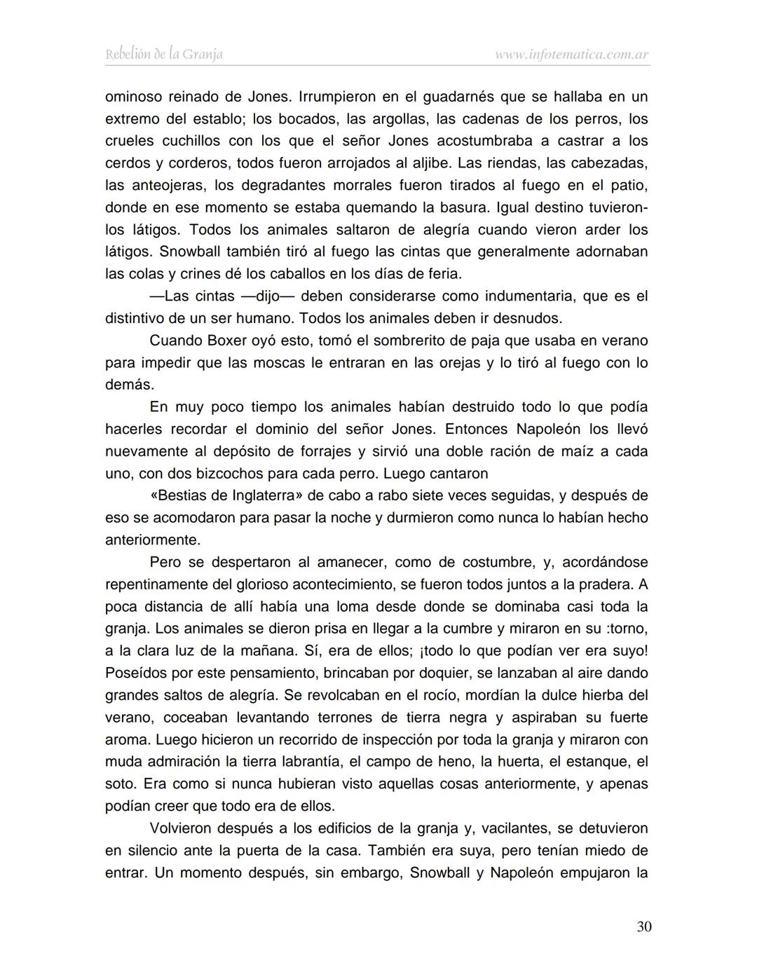 George Orwell
REBELIÓN DE LA
GRANJA
www.infotematica.com.ar Texto de dominio público.
Este texto digital es de DOMINIO PÚBLICO en Argentin
