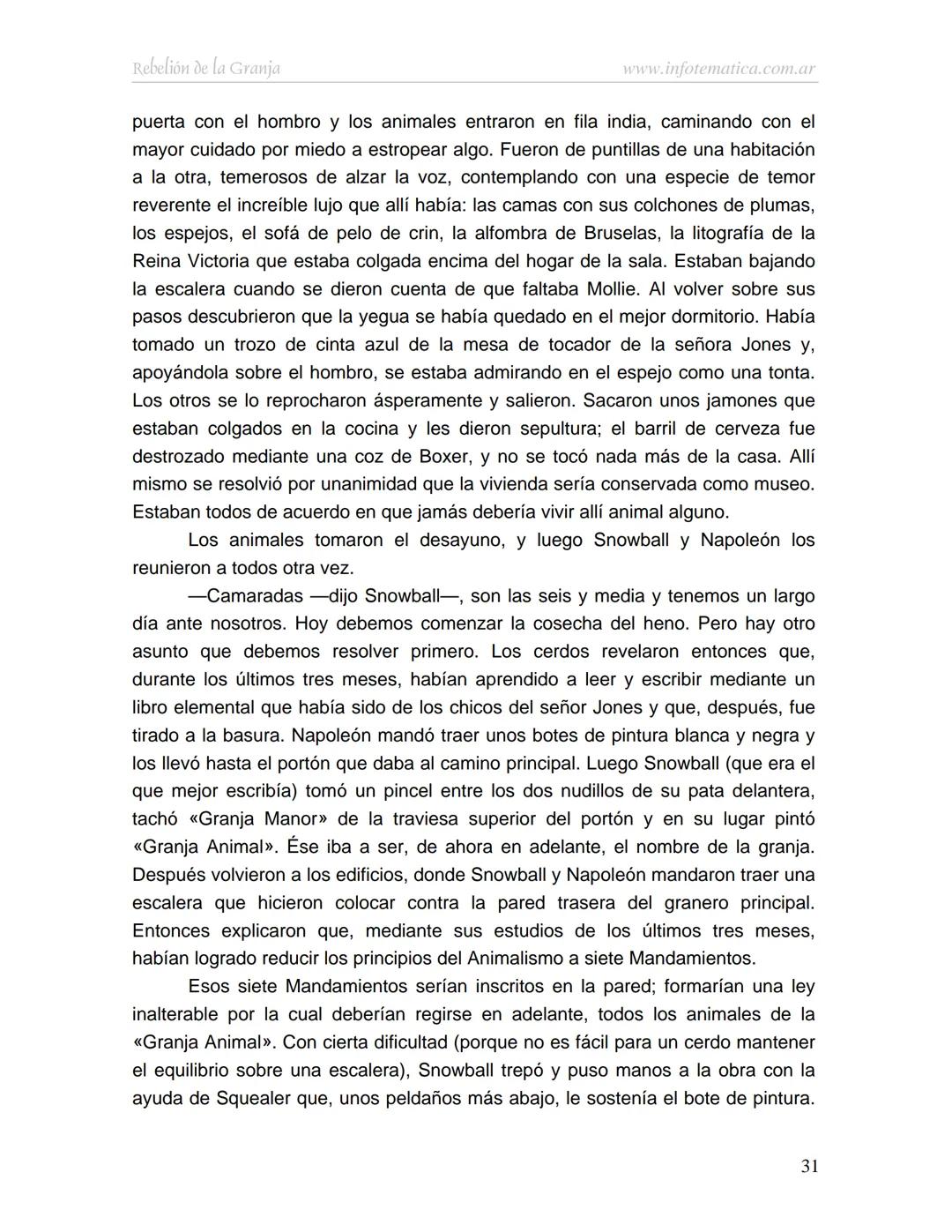 George Orwell
REBELIÓN DE LA
GRANJA
www.infotematica.com.ar Texto de dominio público.
Este texto digital es de DOMINIO PÚBLICO en Argentin