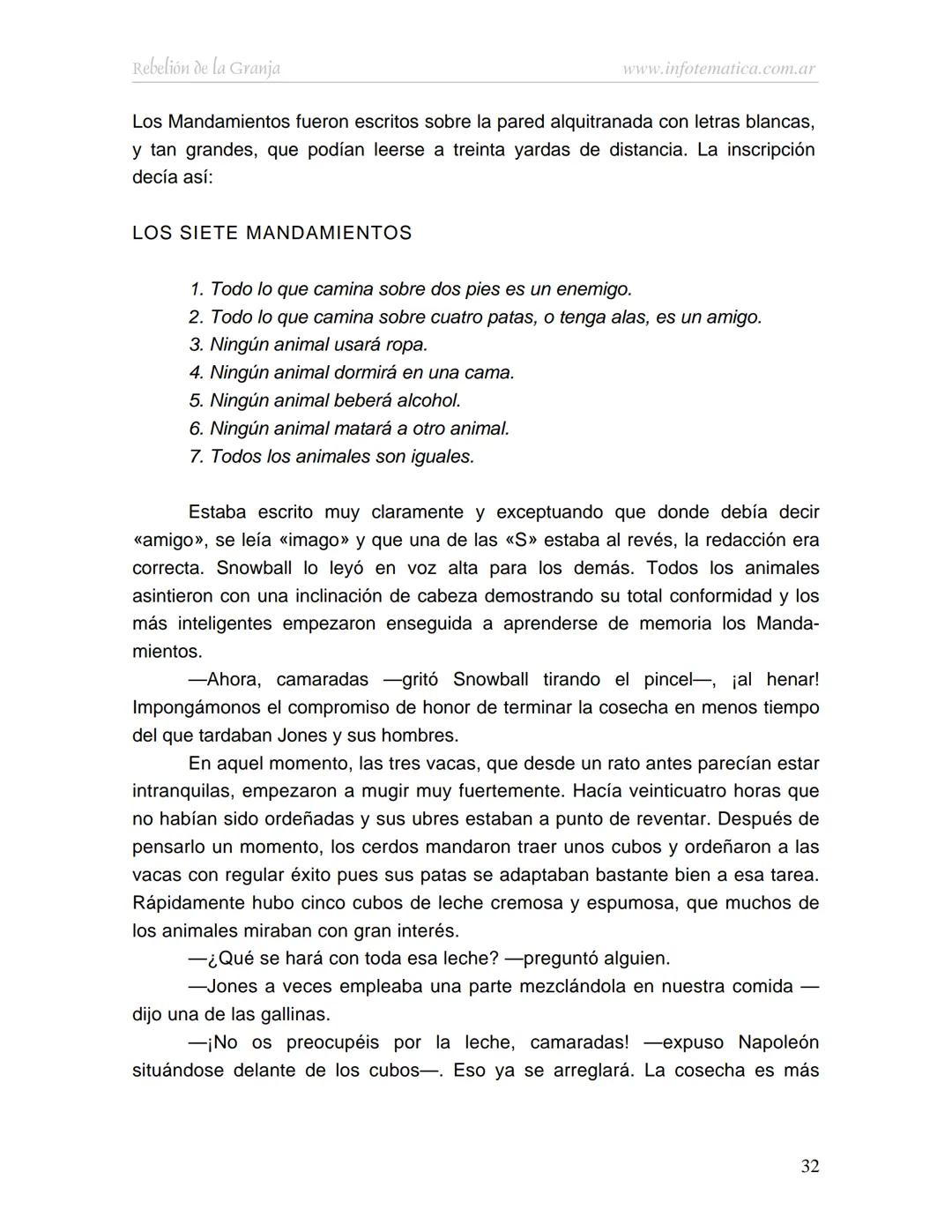 George Orwell
REBELIÓN DE LA
GRANJA
www.infotematica.com.ar Texto de dominio público.
Este texto digital es de DOMINIO PÚBLICO en Argentin