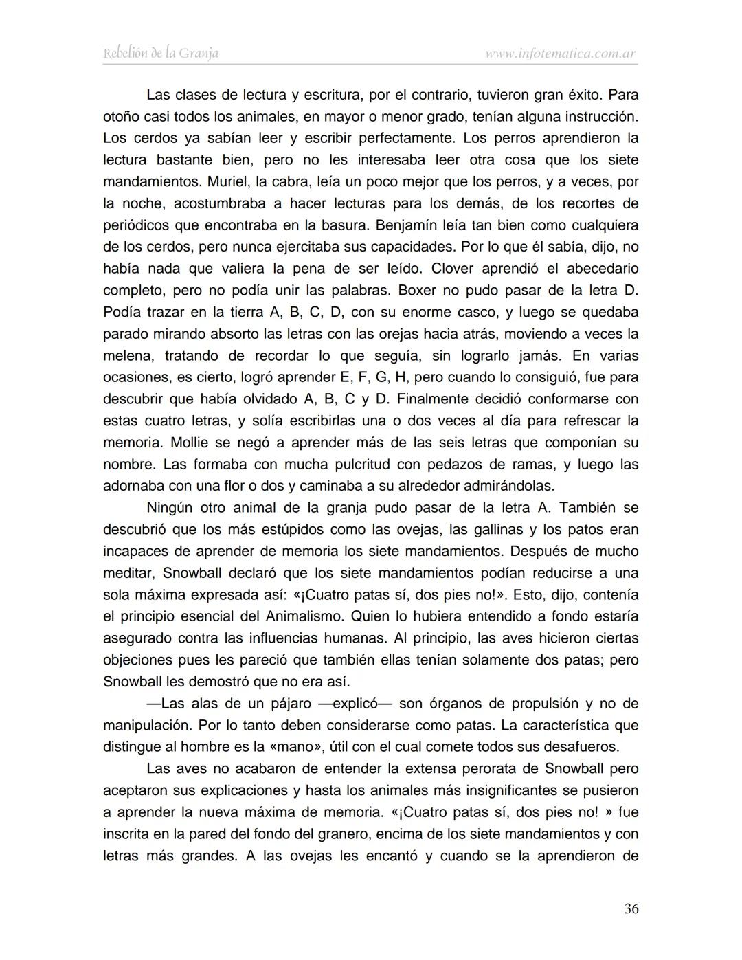 George Orwell
REBELIÓN DE LA
GRANJA
www.infotematica.com.ar Texto de dominio público.
Este texto digital es de DOMINIO PÚBLICO en Argentin