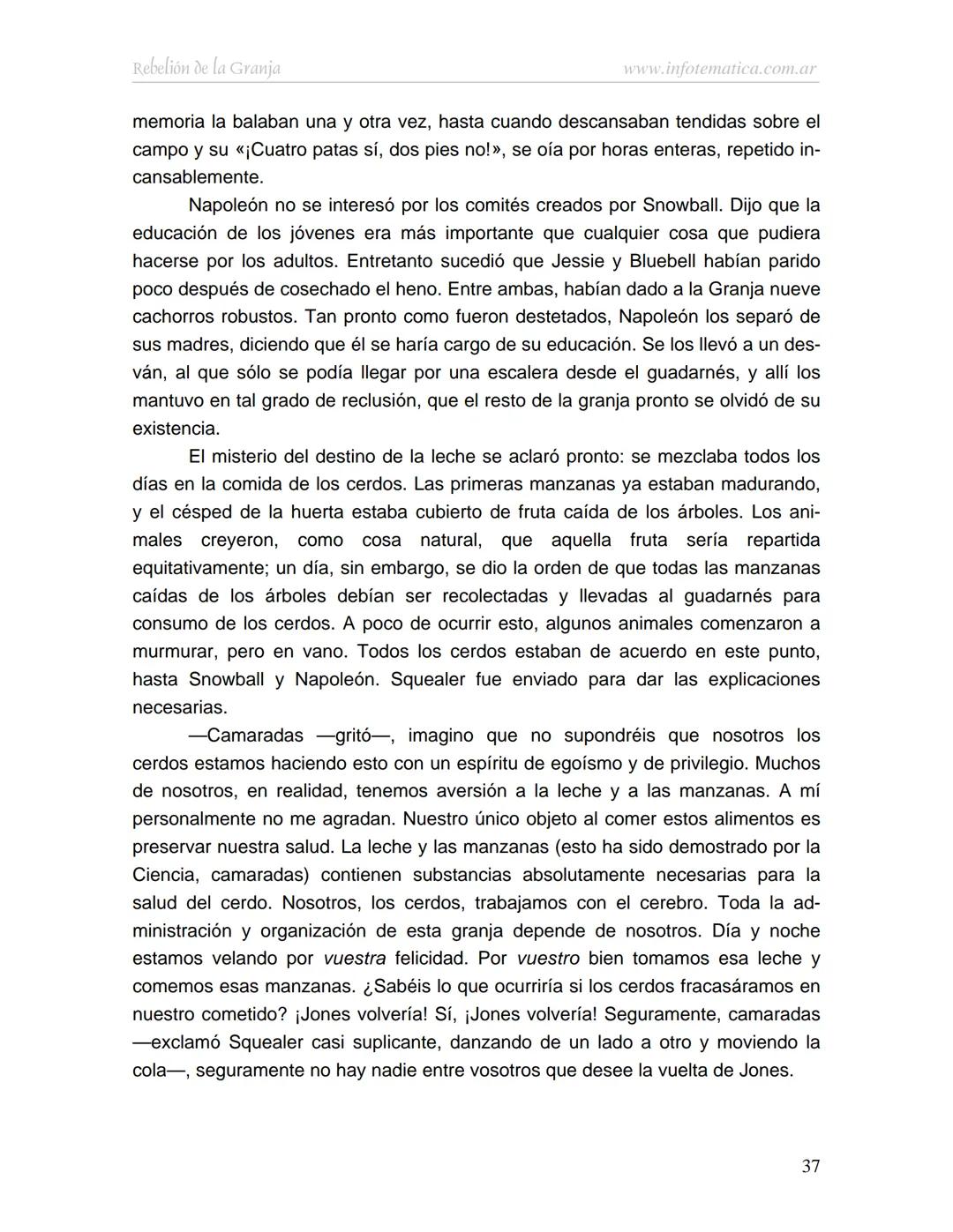 George Orwell
REBELIÓN DE LA
GRANJA
www.infotematica.com.ar Texto de dominio público.
Este texto digital es de DOMINIO PÚBLICO en Argentin