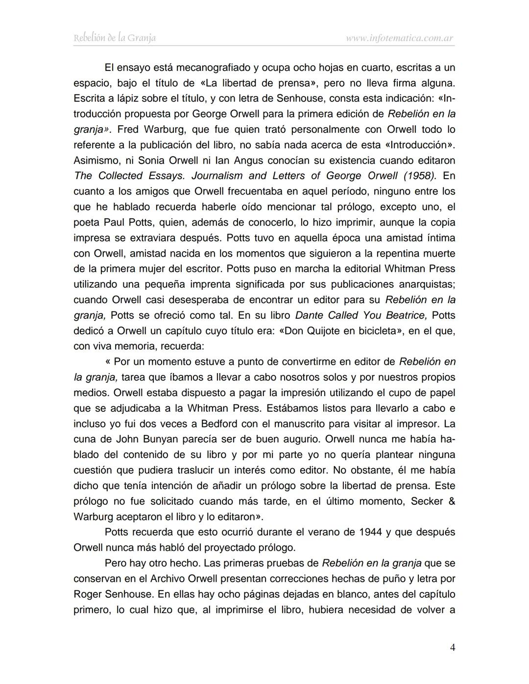 George Orwell
REBELIÓN DE LA
GRANJA
www.infotematica.com.ar Texto de dominio público.
Este texto digital es de DOMINIO PÚBLICO en Argentin