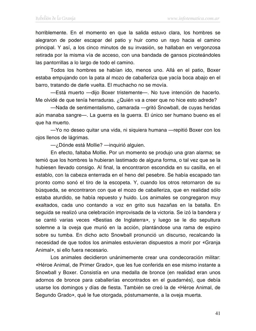 George Orwell
REBELIÓN DE LA
GRANJA
www.infotematica.com.ar Texto de dominio público.
Este texto digital es de DOMINIO PÚBLICO en Argentin