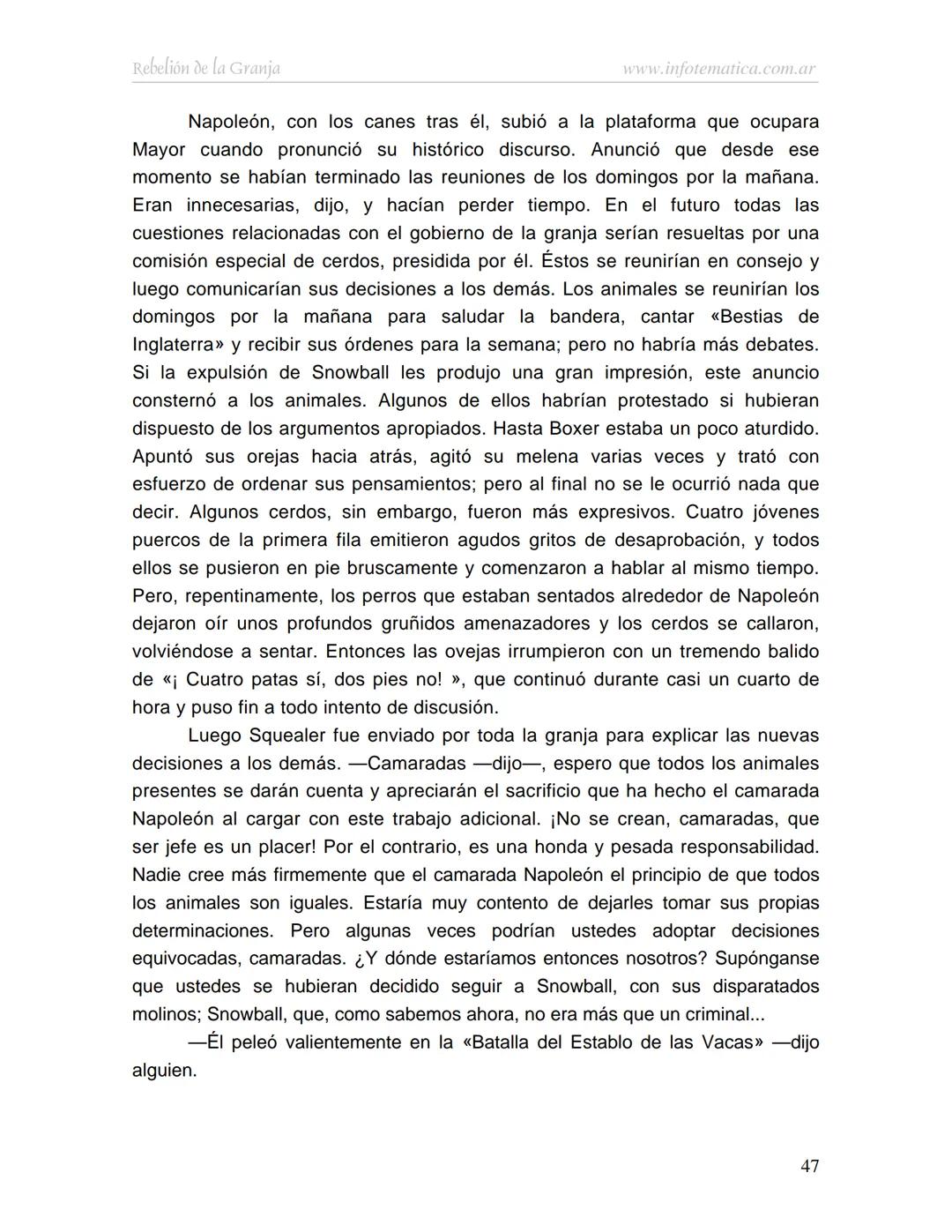 George Orwell
REBELIÓN DE LA
GRANJA
www.infotematica.com.ar Texto de dominio público.
Este texto digital es de DOMINIO PÚBLICO en Argentin