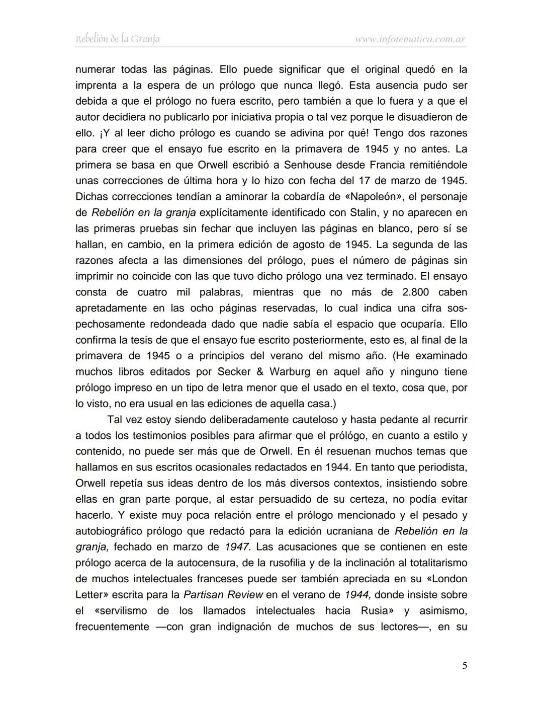 George Orwell
REBELIÓN DE LA
GRANJA
www.infotematica.com.ar Texto de dominio público.
Este texto digital es de DOMINIO PÚBLICO en Argentin