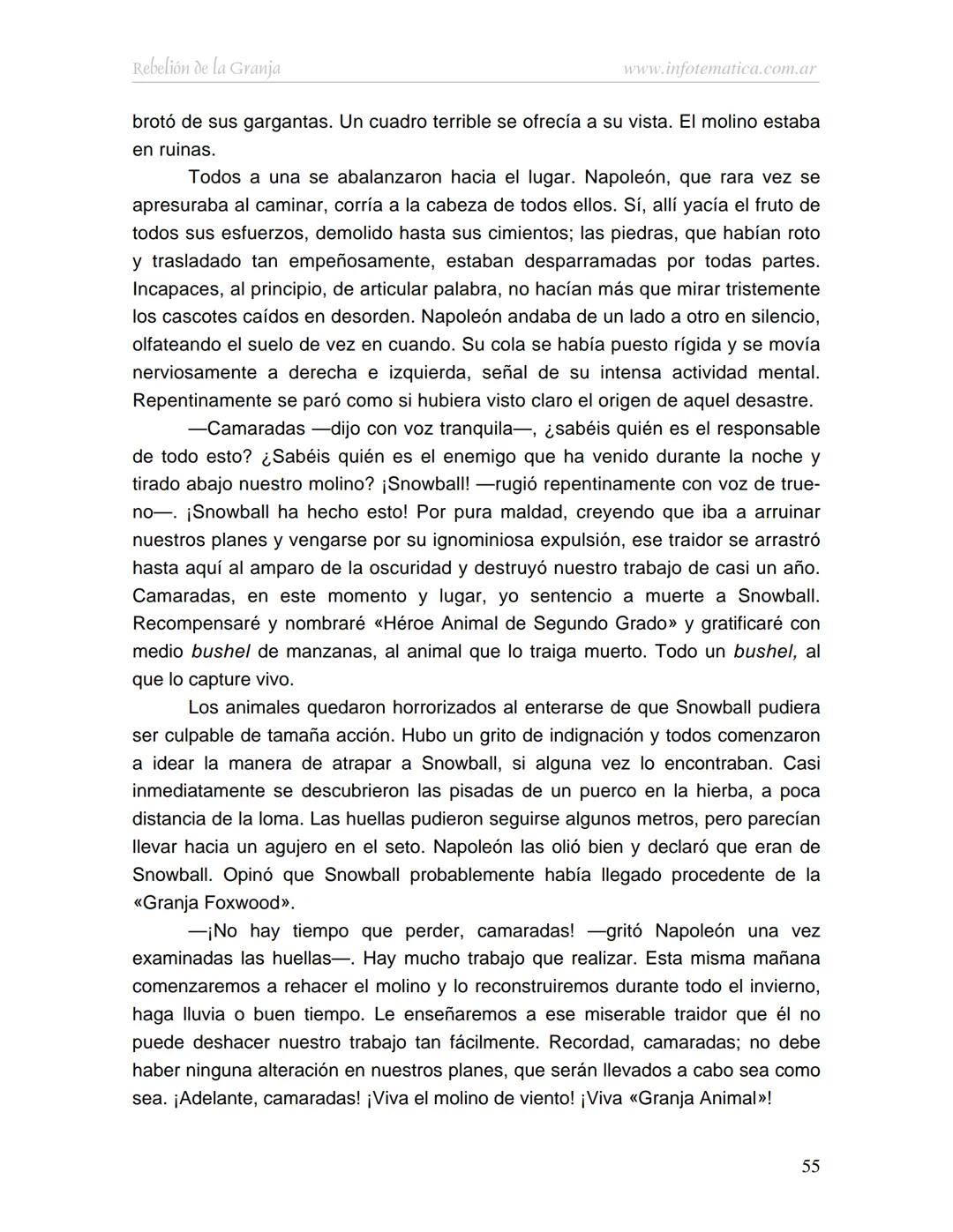 George Orwell
REBELIÓN DE LA
GRANJA
www.infotematica.com.ar Texto de dominio público.
Este texto digital es de DOMINIO PÚBLICO en Argentin