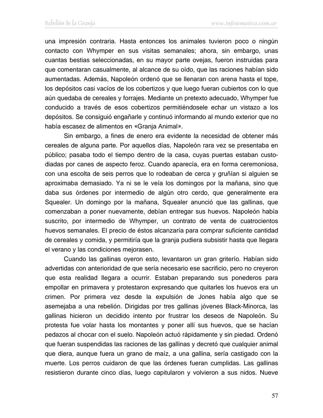 George Orwell
REBELIÓN DE LA
GRANJA
www.infotematica.com.ar Texto de dominio público.
Este texto digital es de DOMINIO PÚBLICO en Argentin