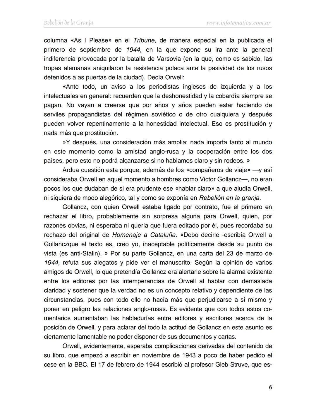 George Orwell
REBELIÓN DE LA
GRANJA
www.infotematica.com.ar Texto de dominio público.
Este texto digital es de DOMINIO PÚBLICO en Argentin