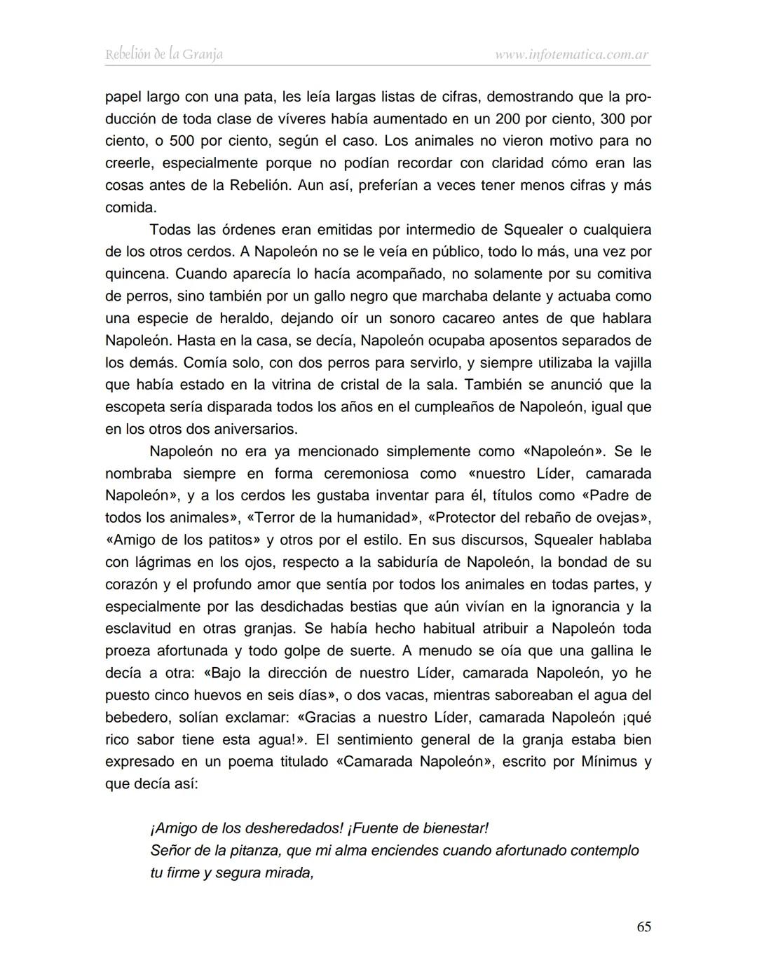 George Orwell
REBELIÓN DE LA
GRANJA
www.infotematica.com.ar Texto de dominio público.
Este texto digital es de DOMINIO PÚBLICO en Argentin