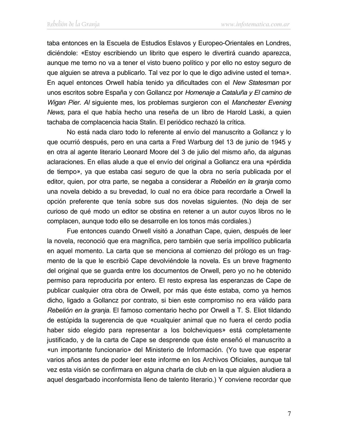 George Orwell
REBELIÓN DE LA
GRANJA
www.infotematica.com.ar Texto de dominio público.
Este texto digital es de DOMINIO PÚBLICO en Argentin