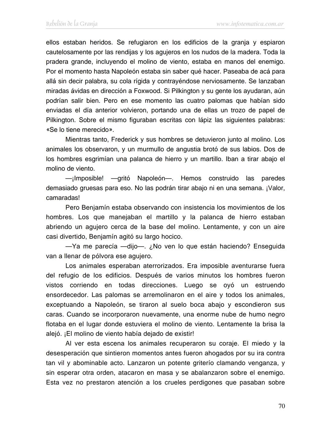 George Orwell
REBELIÓN DE LA
GRANJA
www.infotematica.com.ar Texto de dominio público.
Este texto digital es de DOMINIO PÚBLICO en Argentin