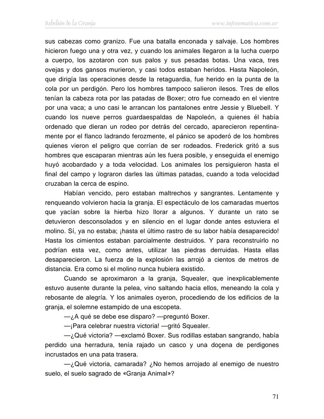 George Orwell
REBELIÓN DE LA
GRANJA
www.infotematica.com.ar Texto de dominio público.
Este texto digital es de DOMINIO PÚBLICO en Argentin