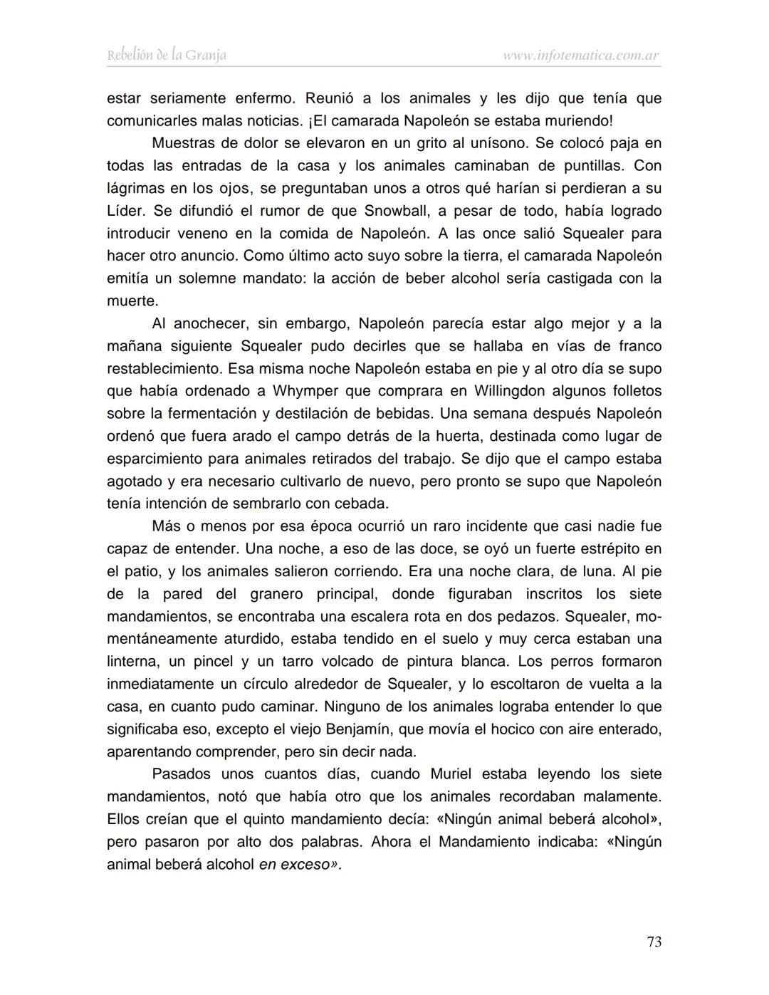 George Orwell
REBELIÓN DE LA
GRANJA
www.infotematica.com.ar Texto de dominio público.
Este texto digital es de DOMINIO PÚBLICO en Argentin