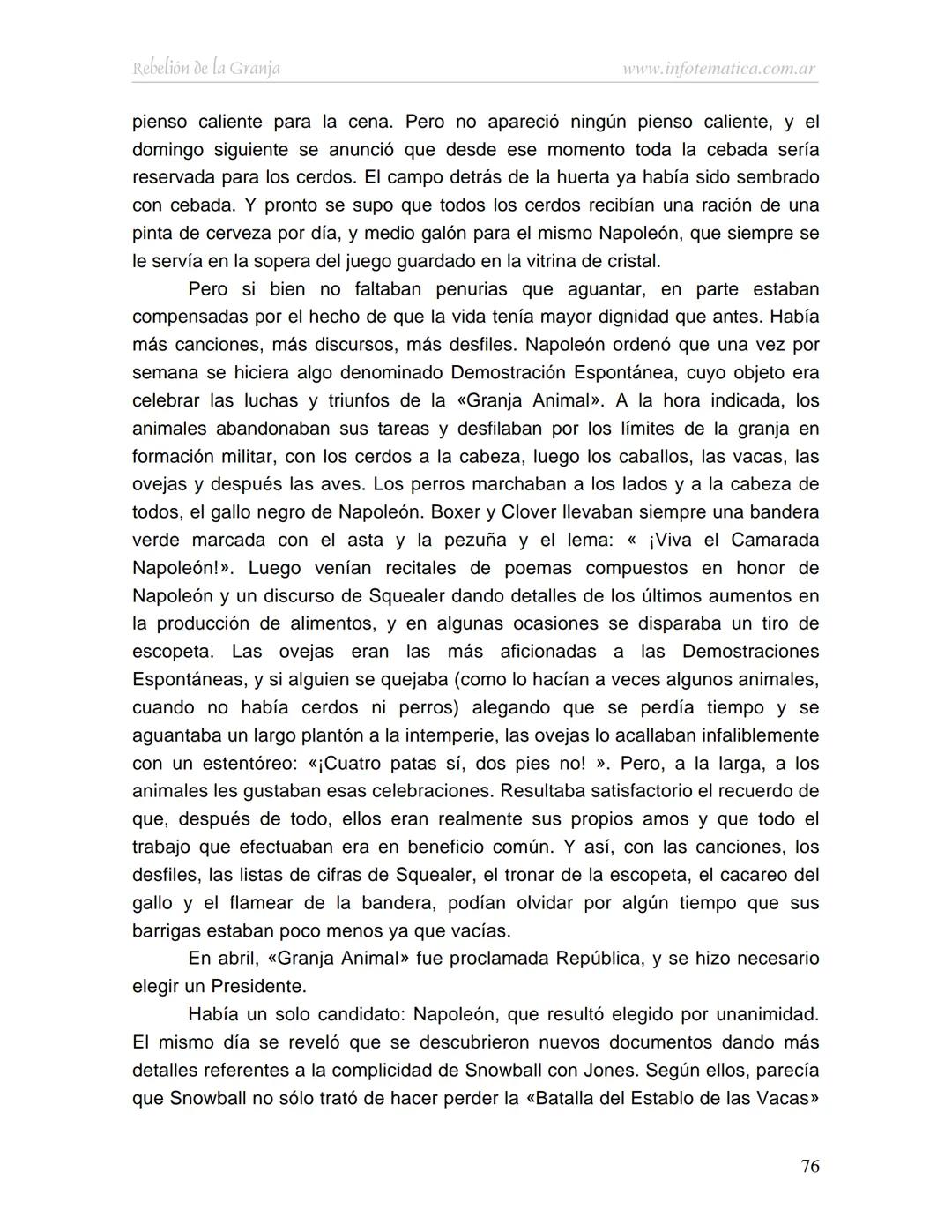 George Orwell
REBELIÓN DE LA
GRANJA
www.infotematica.com.ar Texto de dominio público.
Este texto digital es de DOMINIO PÚBLICO en Argentin