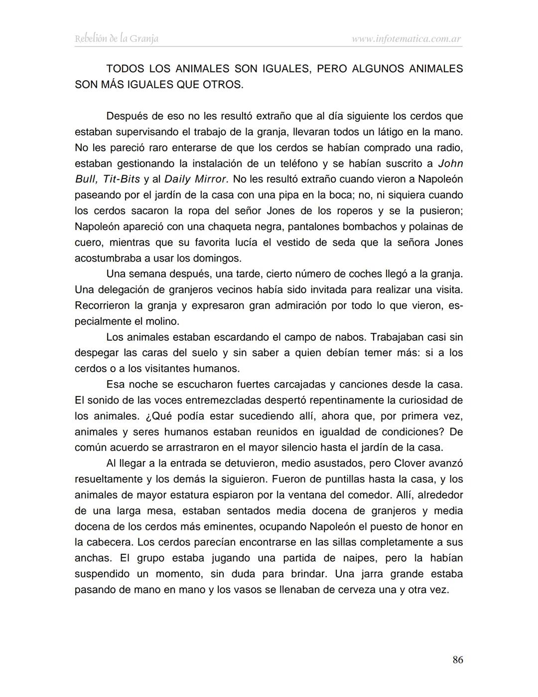 George Orwell
REBELIÓN DE LA
GRANJA
www.infotematica.com.ar Texto de dominio público.
Este texto digital es de DOMINIO PÚBLICO en Argentin