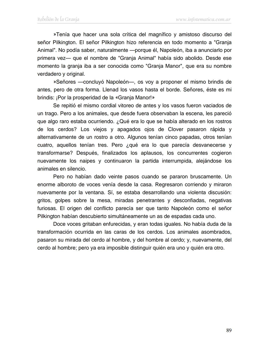 George Orwell
REBELIÓN DE LA
GRANJA
www.infotematica.com.ar Texto de dominio público.
Este texto digital es de DOMINIO PÚBLICO en Argentin