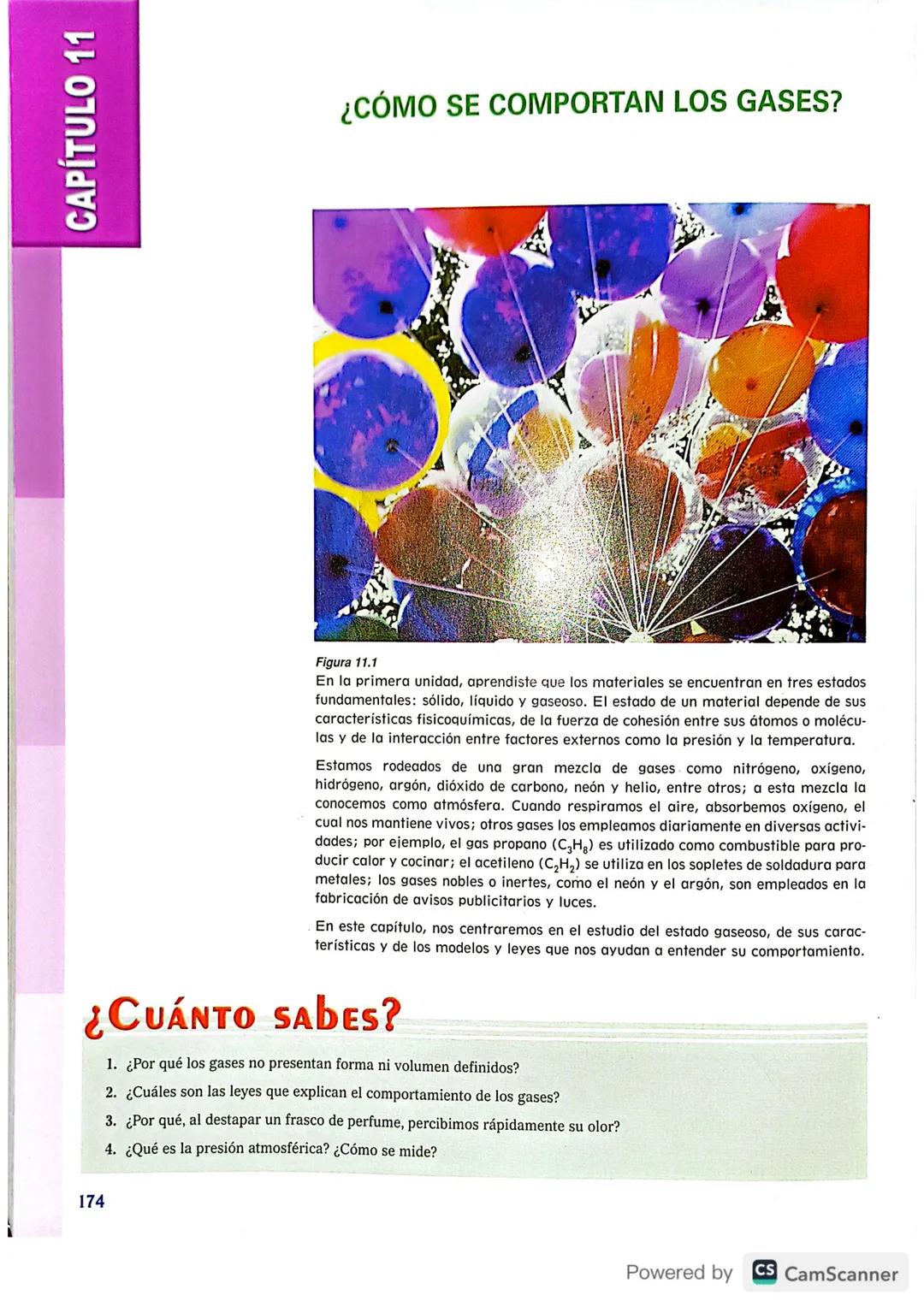 CAPÍTULO 11
¿CÓMO SE COMPORTAN LOS GASES?
Figura 11.1
En la primera unidad, aprendiste que los materiales se encuentran en tres estados
fund